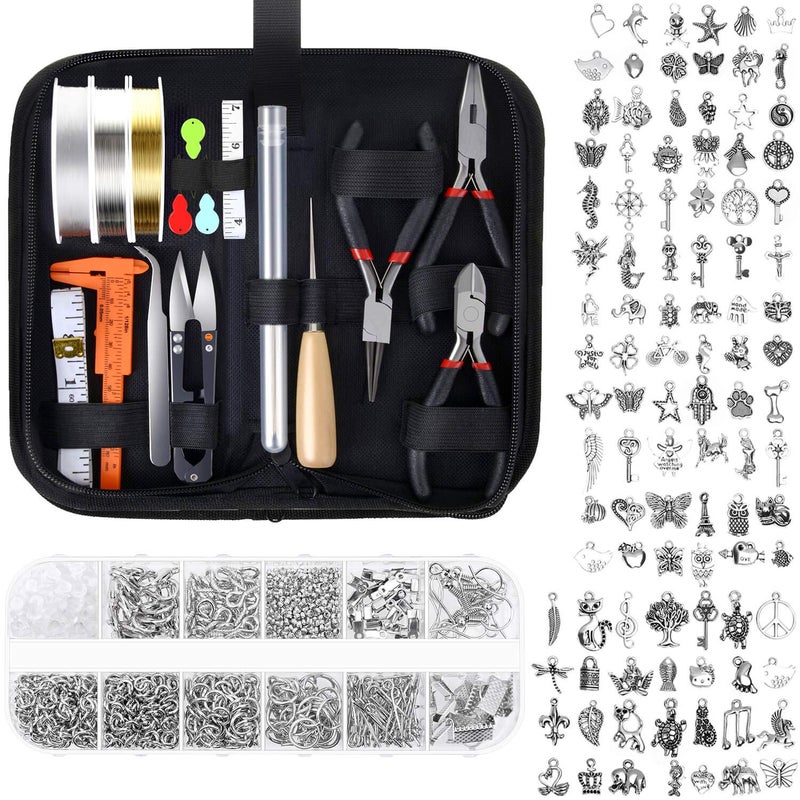Audab Jewelry Making Kit with Tools, Wires, Charms and Findings for Jewelry Making and Repair - Image 1